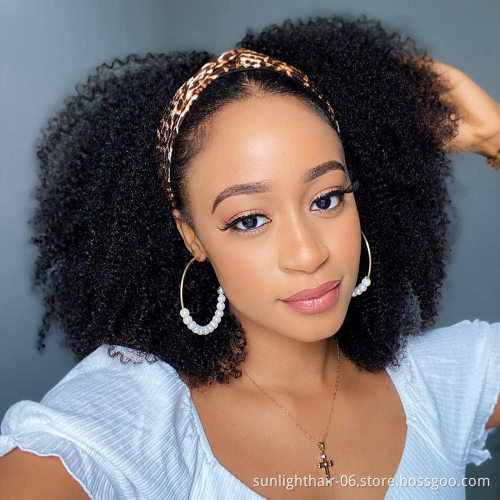 Sunlight Hair Headband Scarf Wig brazilian hair Glueless human hair wigs for black Women Headband Wig with headband attached